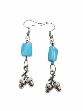 Handmade turquoise acorn dangle earrings